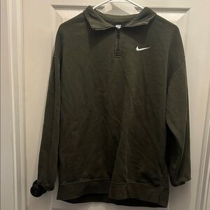 Nike Men's Dark Green Zip-Up Sweater